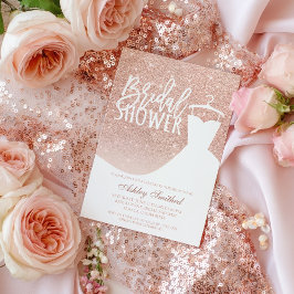 Rose Gold Glitzer elegantes schicke Kleid Brautpar Einladung
