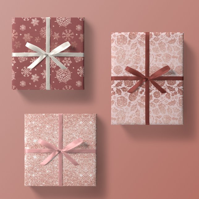 Rose Gold Glitzer Elegantes Weihnachtsgeschenk Geschenkpapier Set (Von Creator hochgeladen)