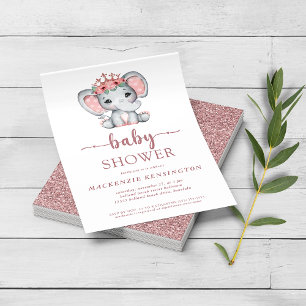 Rose Gold Glitzer Elephant Baby Girl FLYER