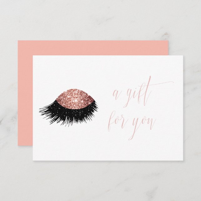 Rose Gold Glitzer Eye Geschenkgutschein Einladung (Vorne/Hinten)