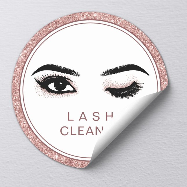 Rose Gold Glitzer Eyelash Extensions Lash Cleaner Runder Aufkleber (Von Creator hochgeladen)