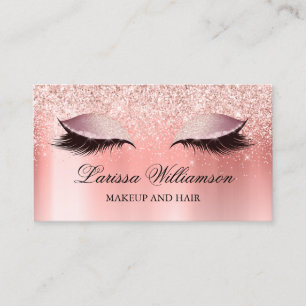 Rose Gold Glitzer Eyelash Extensions Makeup Artist Visitenkarte
