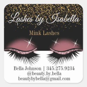 Rose Gold Glitzer Eyelash Quadratischer Aufkleber