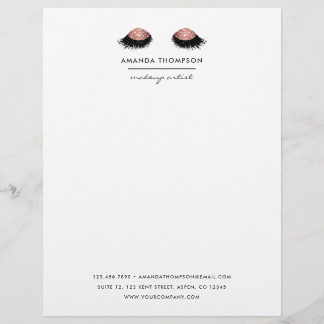 Rose Gold Glitzer Eyes Briefbogen (Vorderseite)