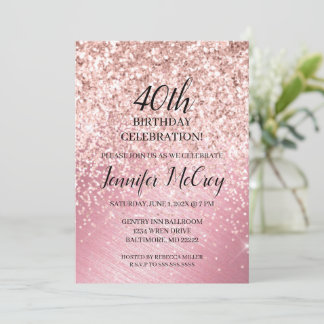 Rose Gold Glitzer Fab Glam Birthday Party Inv Einladung