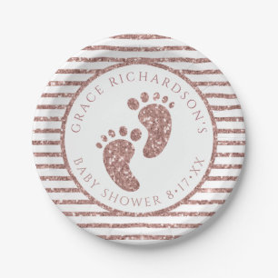 Rose Gold Glitzer Feet Baby Dusche Party Paper Pla Pappteller