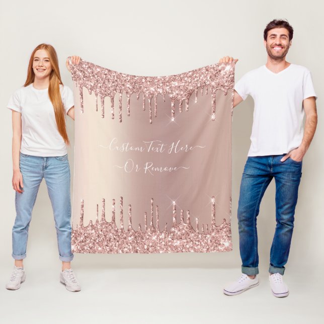 Rose Gold Glitzer Fleece Blankon mit benutzerdefin (Beispiel)