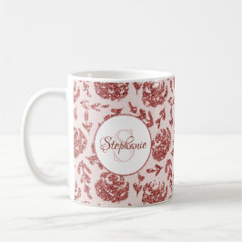 Rose Gold Glitzer Floral Monogram Kaffeetasse