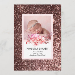 Rose Gold Glitzer Floral Sweet Baby Girl Birth Ankündigung