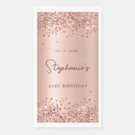 Rose Gold Glitzer Foil 21. Geburtstagsmonogramm Serviette
