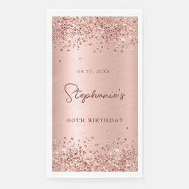 Rose Gold Glitzer Foil 60. Geburtstagsmonogramm Serviette