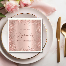 Rose Gold Glitzer Foil 80th Birthday Monogram Serviette