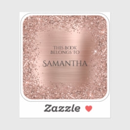 Rose Gold Glitzer Foil Dieses Buch gehört zum Plat Aufkleber