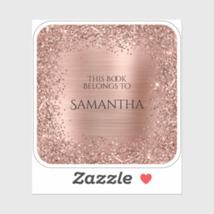 Rose Gold Glitzer Foil Dieses Buch gehört zum Plat Aufkleber