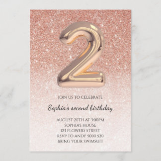 Rose Gold Glitzer Foil Girl Einladung