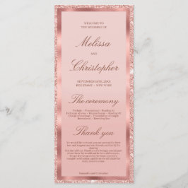 Rose Gold Glitzer Folie Hochzeitstag Zeremonie Programm