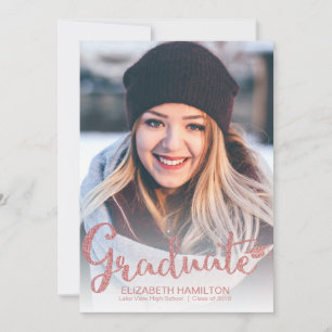 Rose Gold Glitzer Foto Abschluss Ankündigung