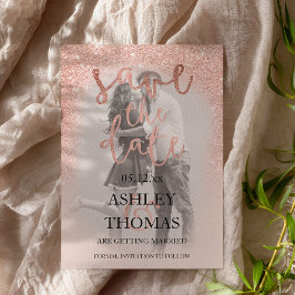 Rose Gold Glitzer Foto Ankündigungspostkarte