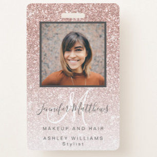 Rose Gold Glitzer Foto Makeup Friseur Salon Ausweis