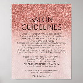 Rose Gold Glitzer Friseur Salon Covid Gesundheit S Poster