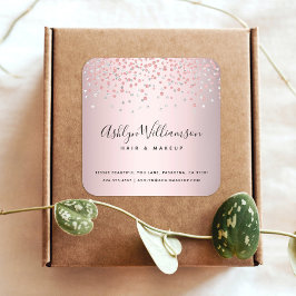 Rose Gold Glitzer Friseursalon Makeup Künstler mod Quadratischer Aufkleber