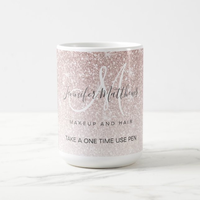 Rose Gold Glitzer Friseursalon Sicherheitspenhalte Kaffeetasse (Mittel)