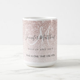 Rose Gold Glitzer Friseursalon Sicherheitspenhalte Kaffeetasse