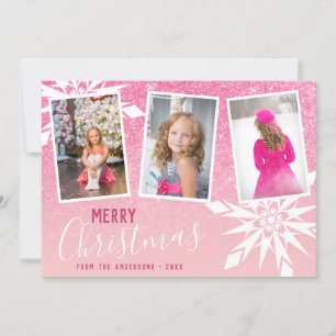 Rose Gold Glitzer Frohe Weihnachten Custom Foto