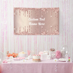 Rose Gold Glitzer Funkelnd Banner mit Cutom Text