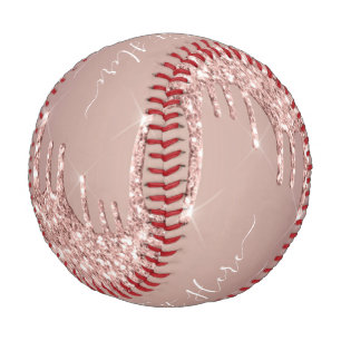 Rose Gold Glitzer Funkelnd benutzerdefinierte Text Baseball