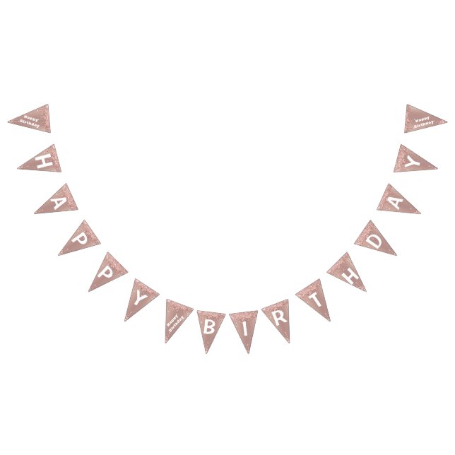 Rose Gold Glitzer Funkelnd Birthday Bunting Flags Wimpelkette (Alle)