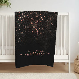 Rose Gold Glitzer Funkelnd Elegantes Glamour Scrip Fleecedecke