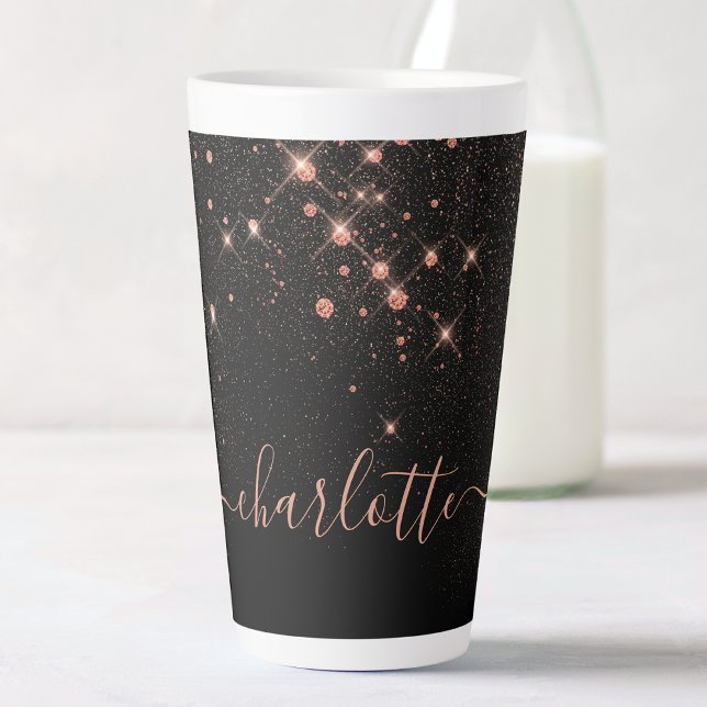 Rose Gold Glitzer Funkelnd Elegantes Glamour Scrip Milchtasse (Von Creator hochgeladen)