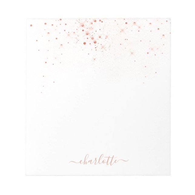 Rose Gold Glitzer Funkelnd Elegantes Glamour Scrip Notizblock (Vorderseite)