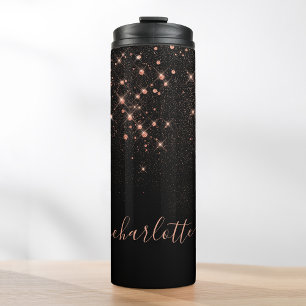 Rose Gold Glitzer Funkelnd Elegantes Glamour Scrip Thermosbecher