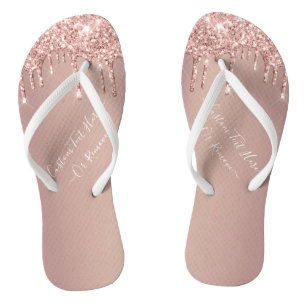 Rose Gold Glitzer Funkelnd Flip Flops Benutzerdefi