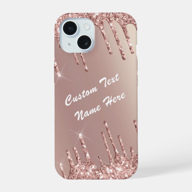 Rose Gold Glitzer Funkelnd iPhone-Fall iPhone 15 Hülle (Rückseite)
