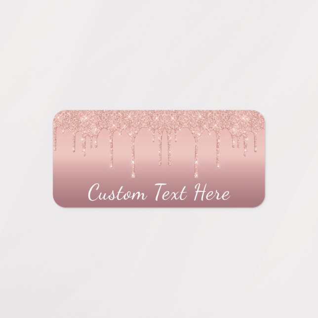 Rose Gold Glitzer Funkelnd Labels mit benutzerdefi Etiketten (Design 3)