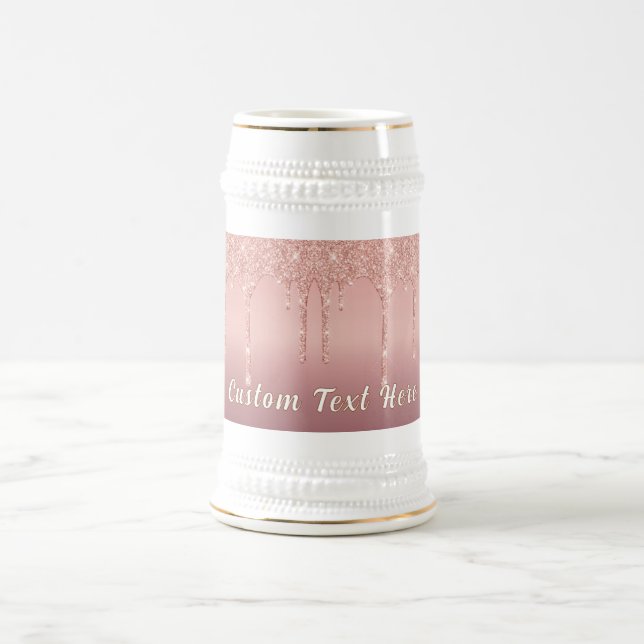 Rose Gold Glitzer Funkelnd Text Bierstein Bierglas (Mittel)