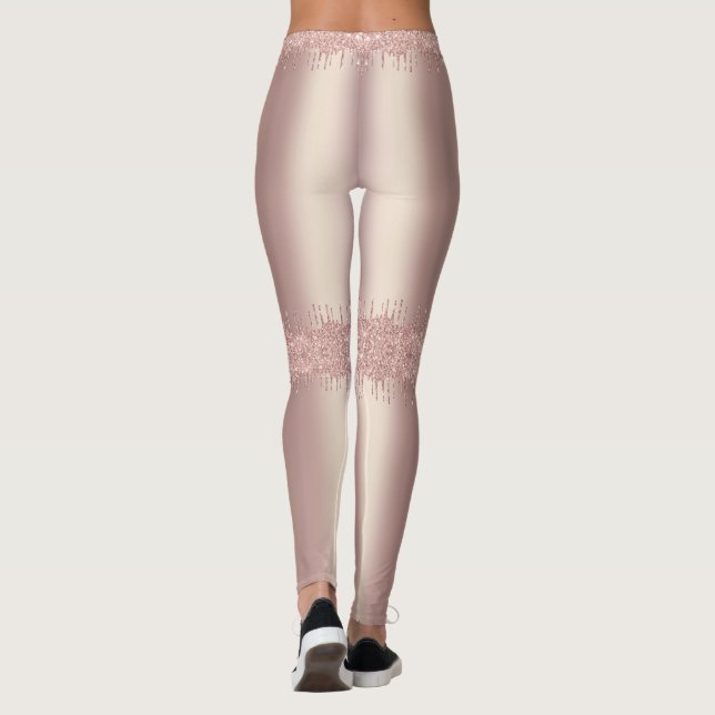Rose Gold Glitzer Funkelnd Tropfen Leggings (Rückseite)