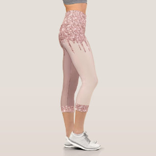 Rose Gold Glitzer Funkelnd Tropfen Leggings
