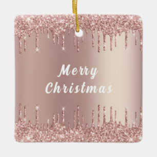 Rose Gold Glitzer Funkelnd Weihnachtsschmuck