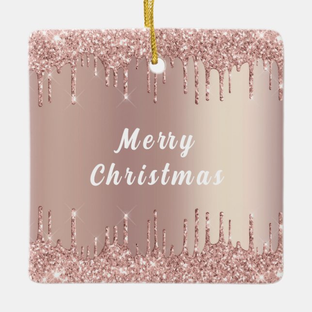 Rose Gold Glitzer Funkelnd Weihnachtsschmuck (Vorderseite)