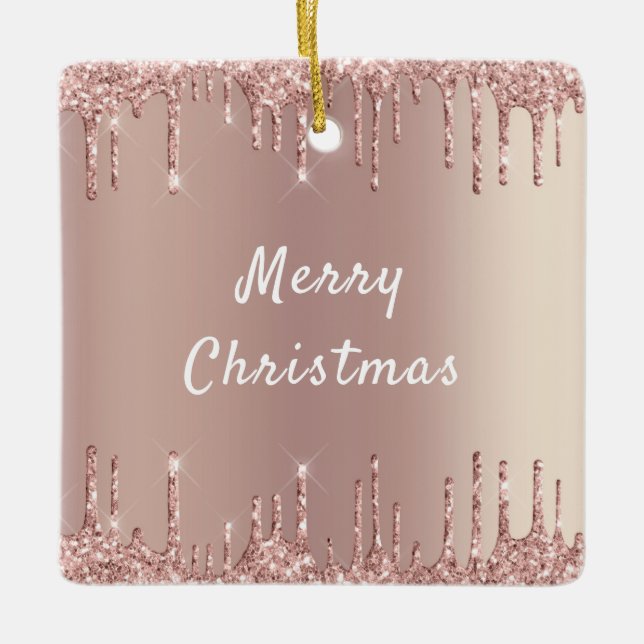 Rose Gold Glitzer Funkelnd Weihnachtsschmuck (Vorderseite)