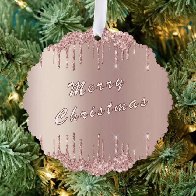 Rose Gold Glitzer Funkelnd Weihnachtsschmuckkarte Ornament Karte (Insitu (Baum))