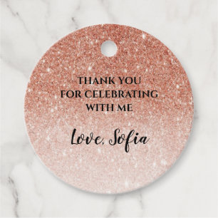 Rose Gold Glitzer Geburtstagsgeschenk Danke Tag Geschenkanhänger
