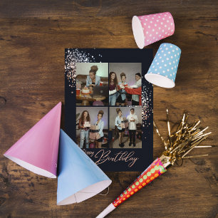 Rose-Gold-Glitzer Geburtstagskarte Fotos Geburtsta Feiertagskarte