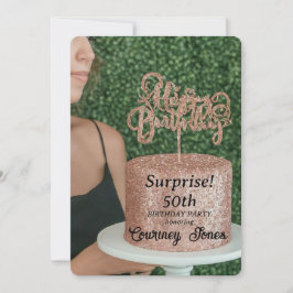 Rose Gold Glitzer Geburtstagskuchen 50. Geburtstag Einladung