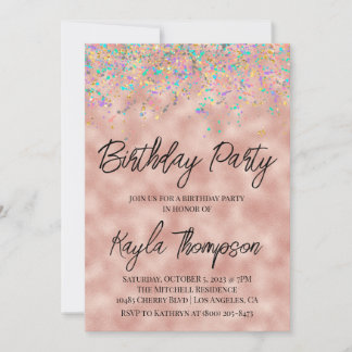 Rose Gold Glitzer Geburtstagsparty Einladung