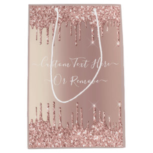 Rose Gold Glitzer Geschenktasche mit benutzerdefin Mittlere Geschenktüte